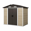 Abri de jardin 213 x 127 x 185 cm en résine beige marron avec double porte ventilé