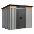 Abri de jardin 213 x 130 x 185 cm en acier gris anthracite avec portes doubles et aérations