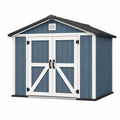 Abri de jardin 200 x 130 x 190 cm en résine bleu blanc à double porte style chalet