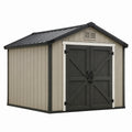 Abri de jardin 200 x 190 x 190 cm en résine beige et anthracite à double porte ventilé