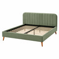 Lit 160 x 200 cm en tissu vert avec sommier à lattes style contemporain