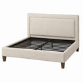 Lit double 160 x 200 cm en tissu beige avec sommier à lattes style contemporain