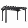 Pergola de jardin 400 x 300 x 240 cm en aluminium noir à toit ajouré