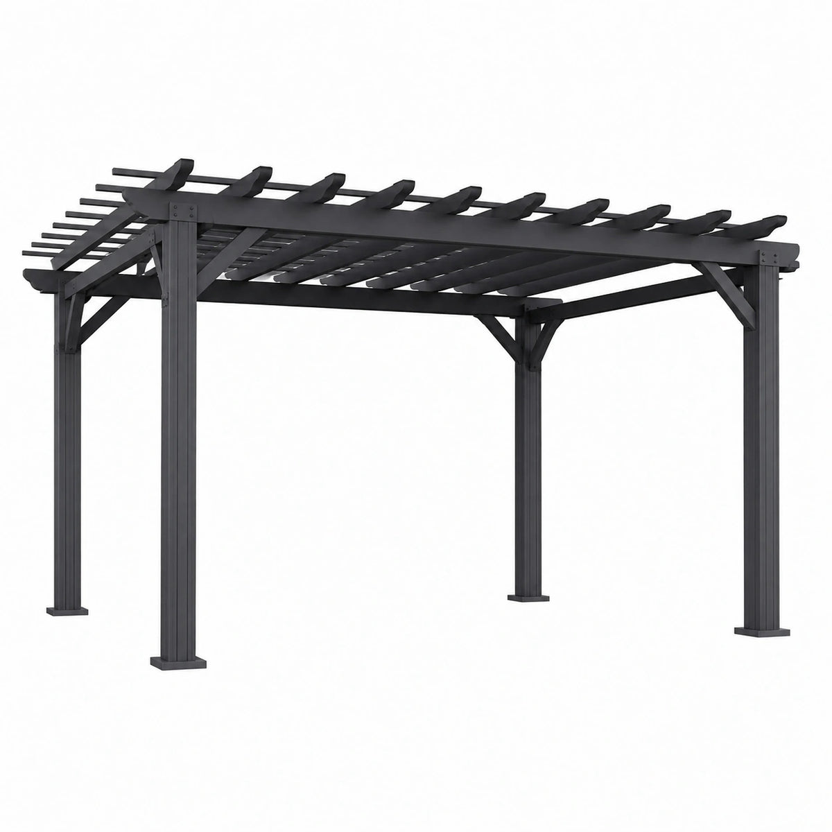 Pergola de jardin 400 x 300 x 240 cm en aluminium noir à toit ajouré