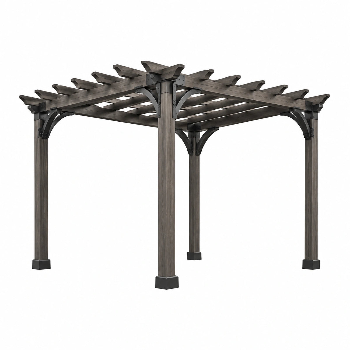 Pergola 300 x 300 x 250 cm en bois gris anthracite pour jardin style contemporain