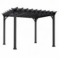 Pergola de jardin 400 x 300 x 230 cm en métal noir à toit ajouré
