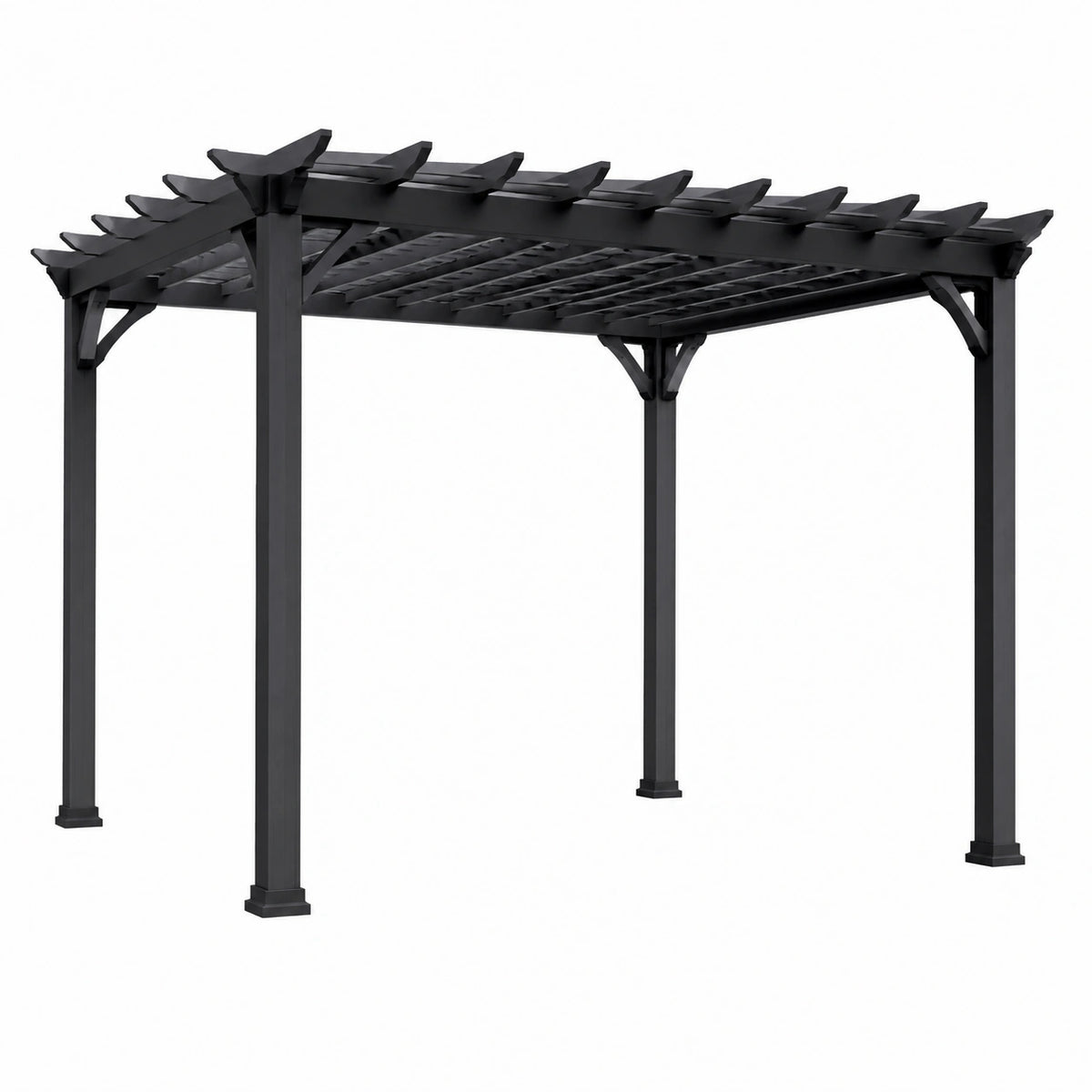 Pergola de jardin 400 x 300 x 230 cm en métal noir à toit ajouré