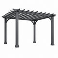 Pergola 400 x 300 x 230 cm en métal noir à lames ajourées pour terrasse