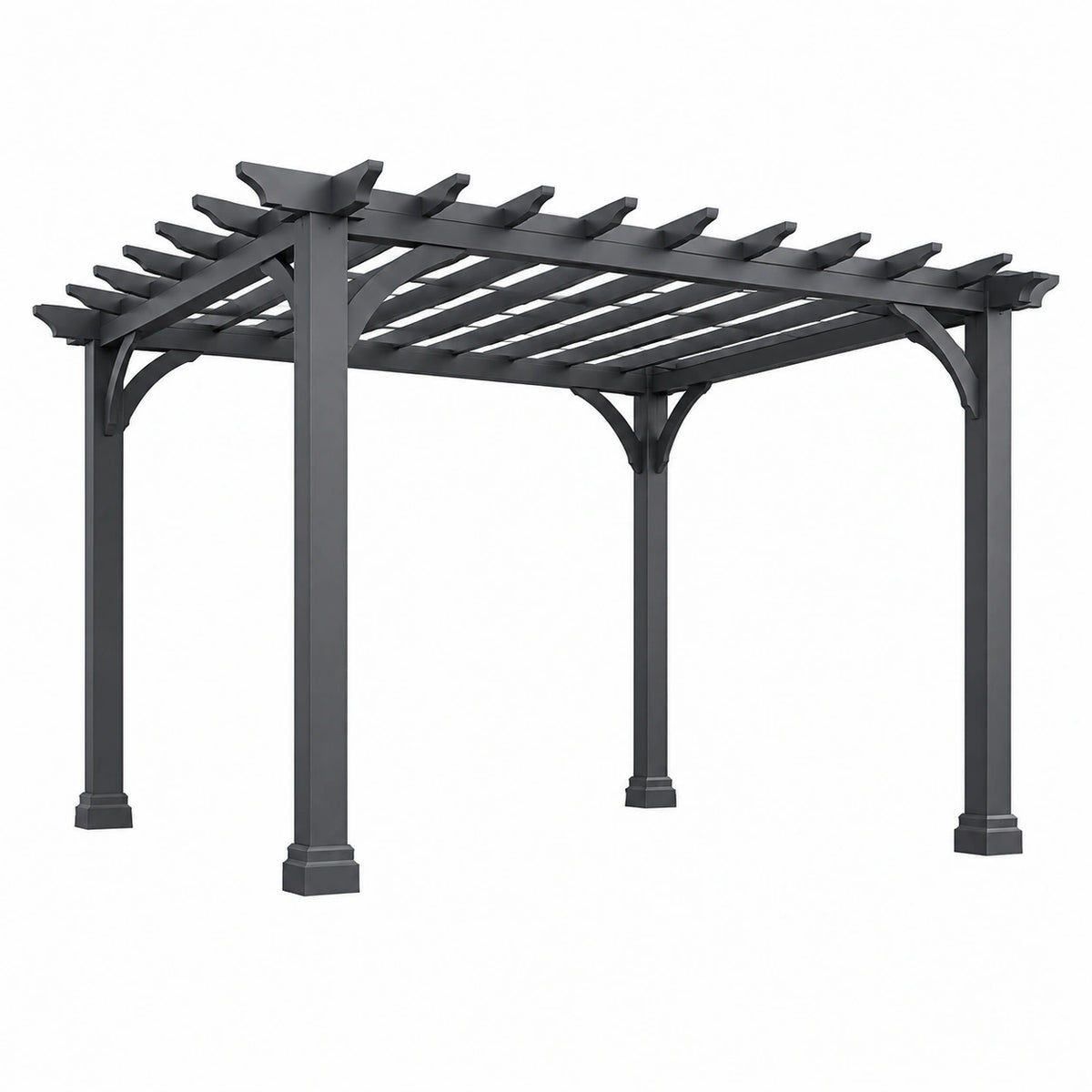 Pergola 400 x 300 x 230 cm en métal noir à lames ajourées pour terrasse