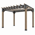 Pergola de jardin 300 x 300 x 230 cm bois et métal marron noir structure ajourée