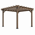 Pergola de jardin 300 x 300 x 240 cm en bois marron à toiture ajourée