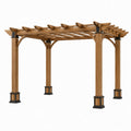 Pergola de jardin 360 x 360 x 250 cm en bois brun avec structure ajourée