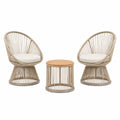 Salon de jardin 2 fauteuils 80 cm et table ronde en corde tressée beige style bohème