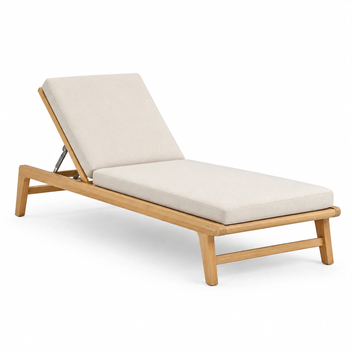 Bain de soleil 200 x 70 cm en bois beige avec dossier réglable pour extérieur