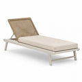 Bain de soleil 200 x 70 cm métal et corde beige pour extérieur dossier inclinable