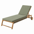 Bain de soleil 200 cm en bois naturel vert avec dossier réglable et roues