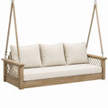 Balancelle de jardin 180 x 80 x 65 cm en bois beige suspendue style bohème