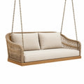 Balancelle suspendue 2 places 160 cm en bois et corde beige style bohème